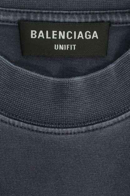 BALENCIAGA Vintage Logo Print T-Shirt Navy Size XS