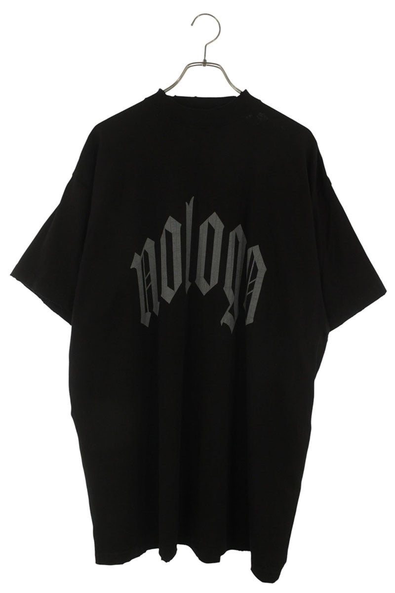 BALENCIAGA Distressed Print T-Shirt Black Size S