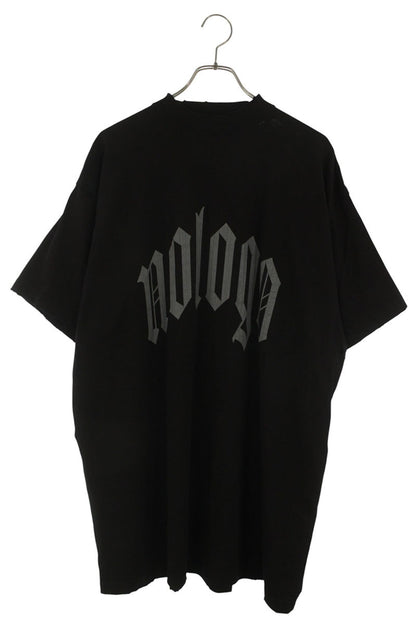 BALENCIAGA Distressed Print T-Shirt Black Size S