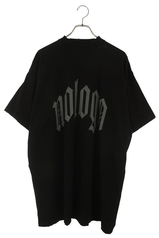 BALENCIAGA Distressed Print T-Shirt Black Size S