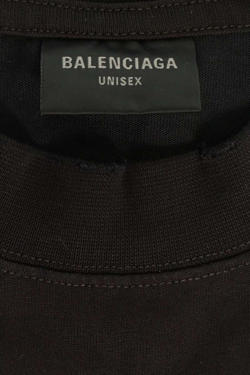 BALENCIAGA Distressed Print T-Shirt Black Size S