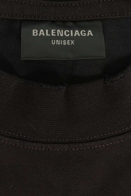 BALENCIAGA Distressed Print T-Shirt Black Size S