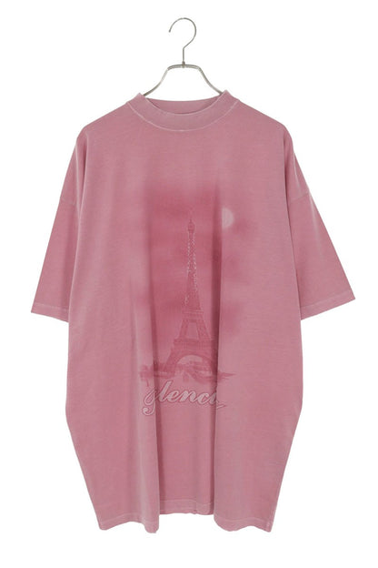 BALENCIAGA Paris Print T-Shirt Pink Size L