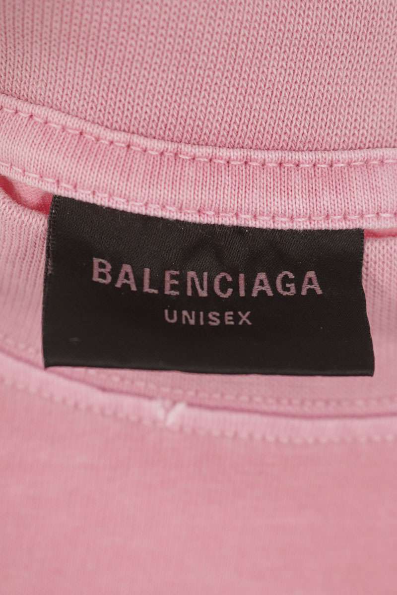 BALENCIAGA Paris Print T-Shirt Pink Size L