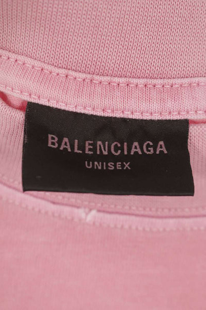 BALENCIAGA Paris Print T-Shirt Pink Size L