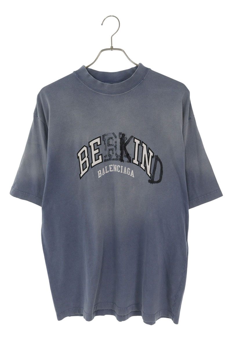 BALENCIAGA BEKIND Embroidered T-Shirt Blue Size S