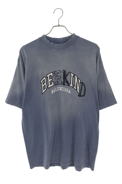 BALENCIAGA BEKIND Embroidered T-Shirt Blue Size S