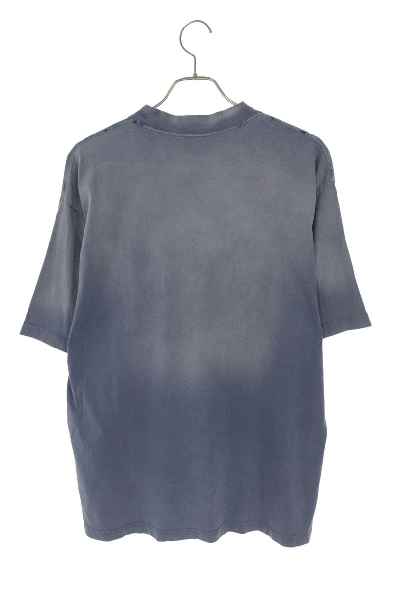 BALENCIAGA BEKIND Embroidered T-Shirt Blue Size S
