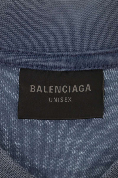 BALENCIAGA BEKIND Embroidered T-Shirt Blue Size S