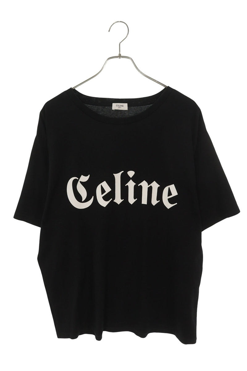 CELINE Gothic Logo Print T-Shirt Black Size M