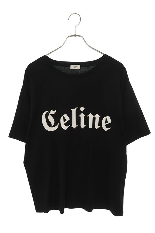 CELINE Gothic Logo Print T-Shirt Black Size M