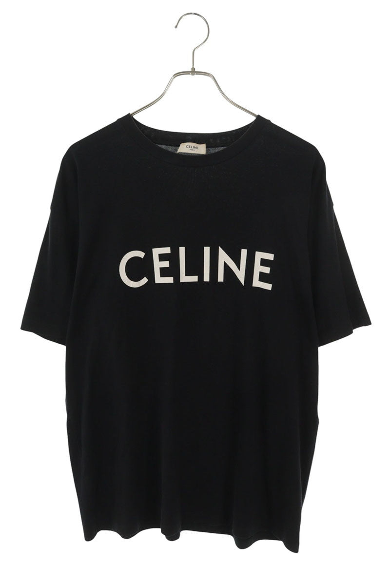 CELINE Loose Fit Logo Print T-Shirt Black Size M