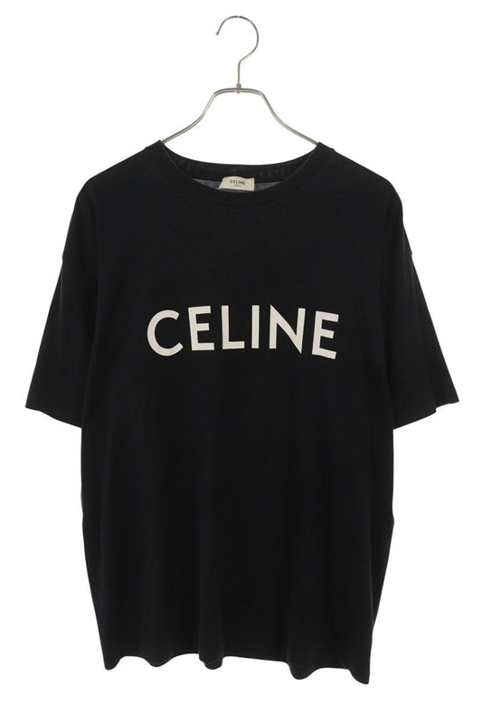 CELINE Loose Fit Logo Print T-Shirt Black Size M