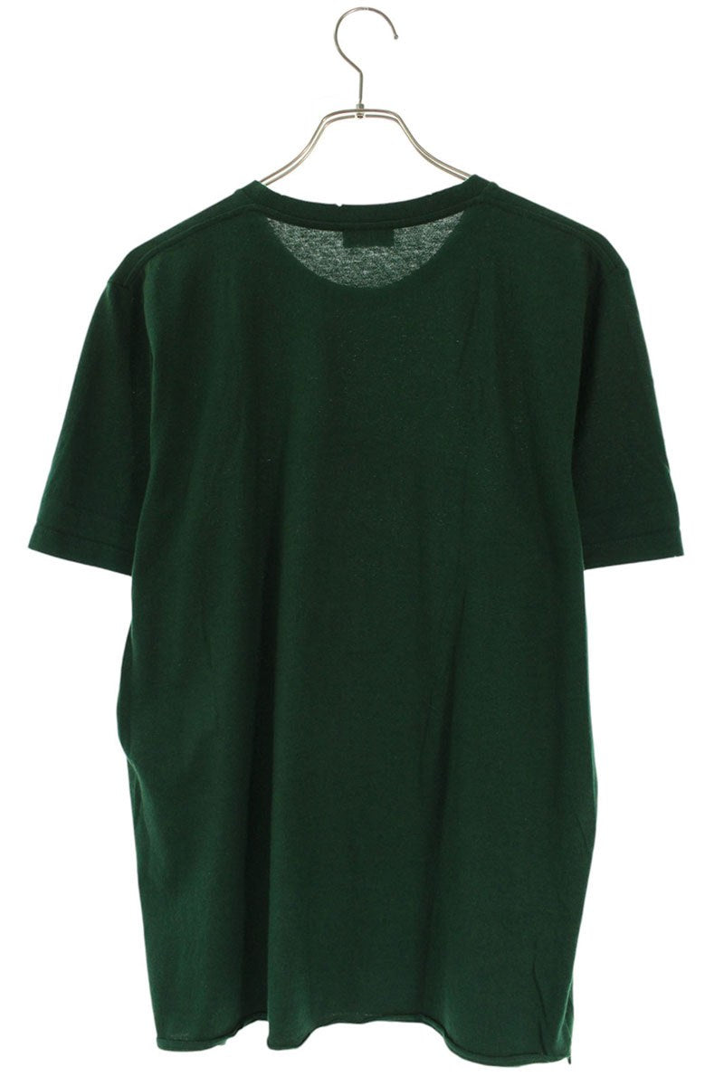 SAINT LAURENT PARIS Distressed Emblem Print Tee Green Size M