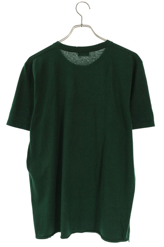 SAINT LAURENT PARIS Distressed Emblem Print Tee Green Size M