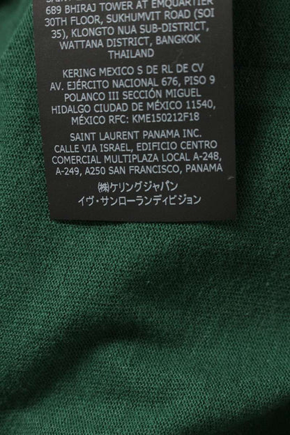 SAINT LAURENT PARIS Distressed Emblem Print Tee Green Size M