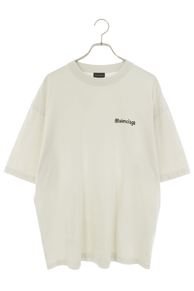 BALENCIAGA Logo Print T-Shirt White Size L