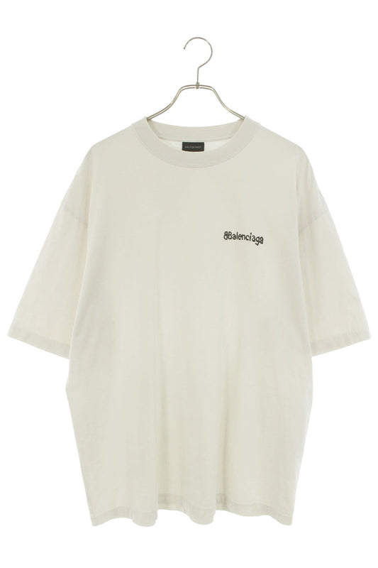 BALENCIAGA Logo Print T-Shirt White Size L