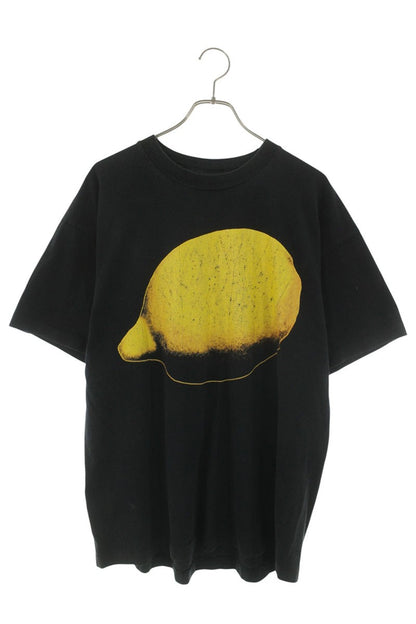 VINTAGE 90s Pop Art Lemon Print T-Shirt Black/Yellow Size XL