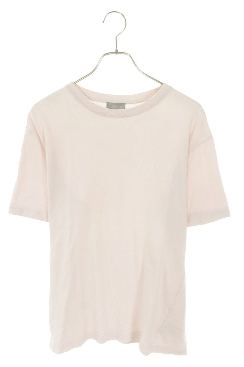 DIOR Raymond Pettibon Logo Embroidered T-Shirt Pink Size S