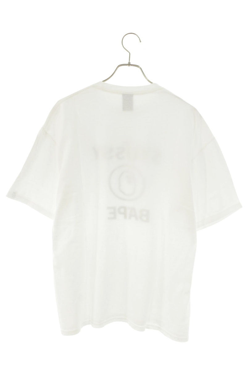 STUSSY x A BATHING APE Logo Print T-Shirt White Size L