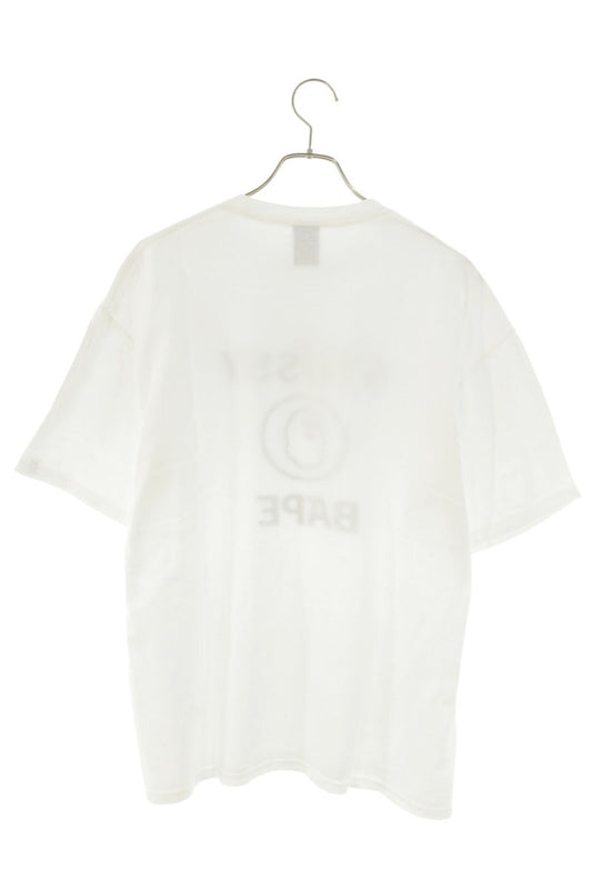 STUSSY x A BATHING APE Logo Print T-Shirt White Size L