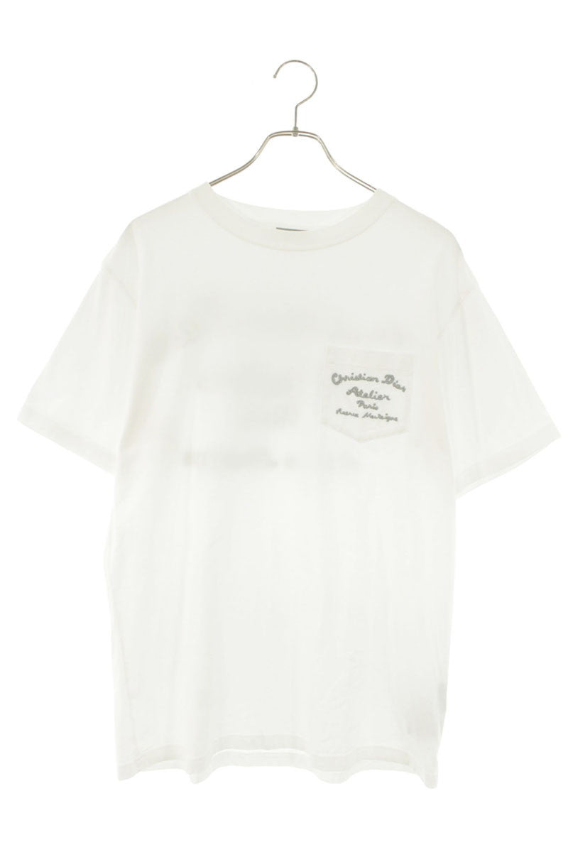 DIOR Atelier Logo Embroidered Pocket T-Shirt White Size S