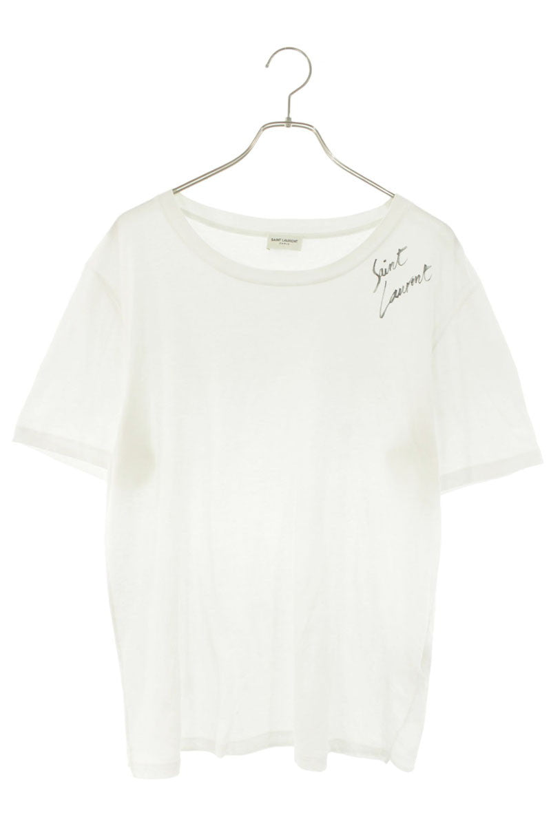 SAINT LAURENT PARIS Logo Print T-Shirt White Size M