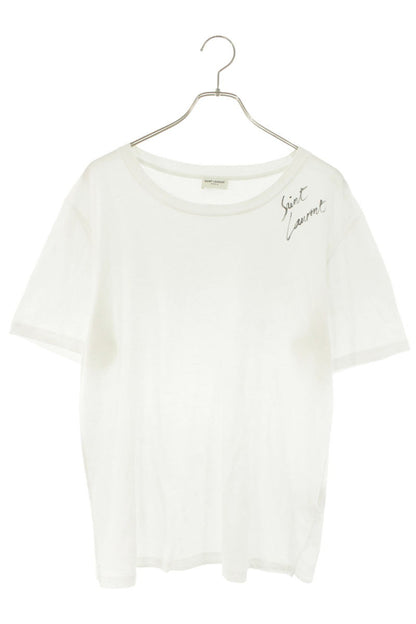 SAINT LAURENT PARIS Logo Print T-Shirt White Size M