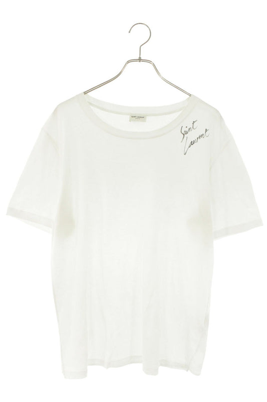 SAINT LAURENT PARIS Logo Print T-Shirt White Size M