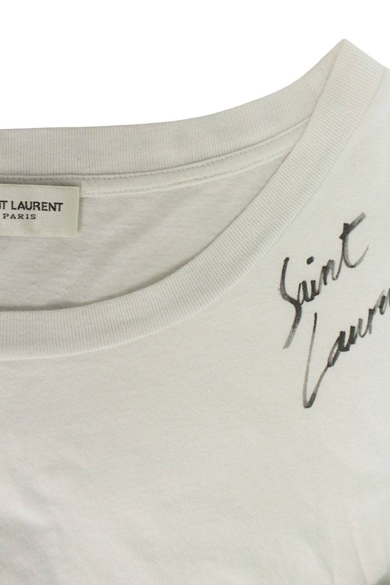 SAINT LAURENT PARIS Logo Print T-Shirt White Size M