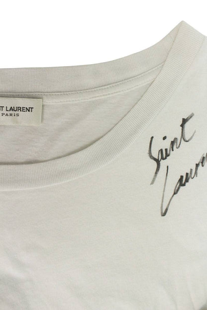 SAINT LAURENT PARIS Logo Print T-Shirt White Size M