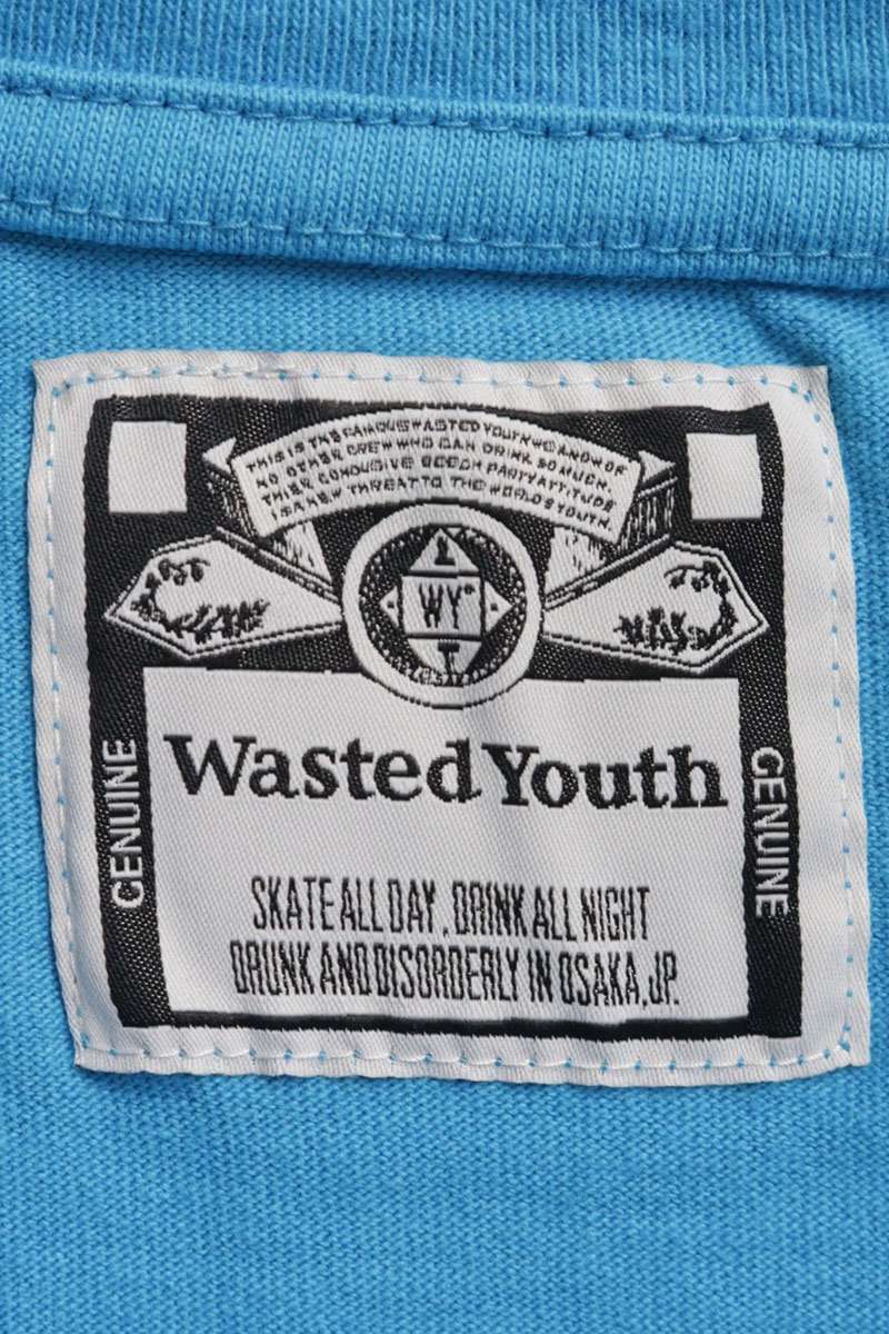 WASTED YOUTH Back Print Blue T-Shirt Size XL