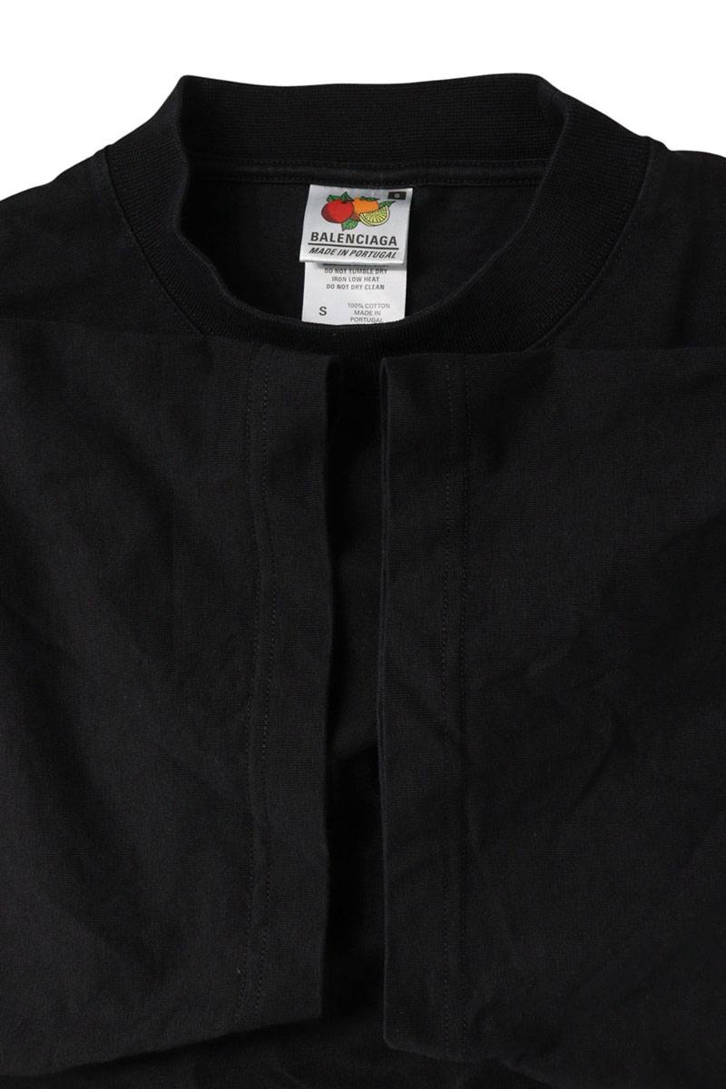 BALENCIAGA Inside-Out Logo Embroidered Tee Black Size XS