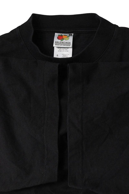 BALENCIAGA Inside-Out Logo Embroidered Tee Black Size XS