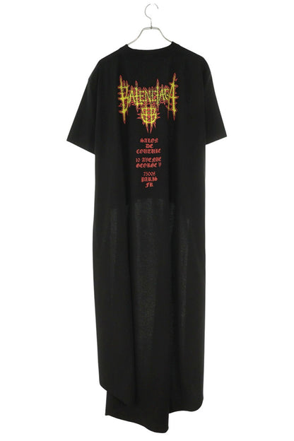 BALENCIAGA Asymmetrical Cut Print T-Shirt Black Size L