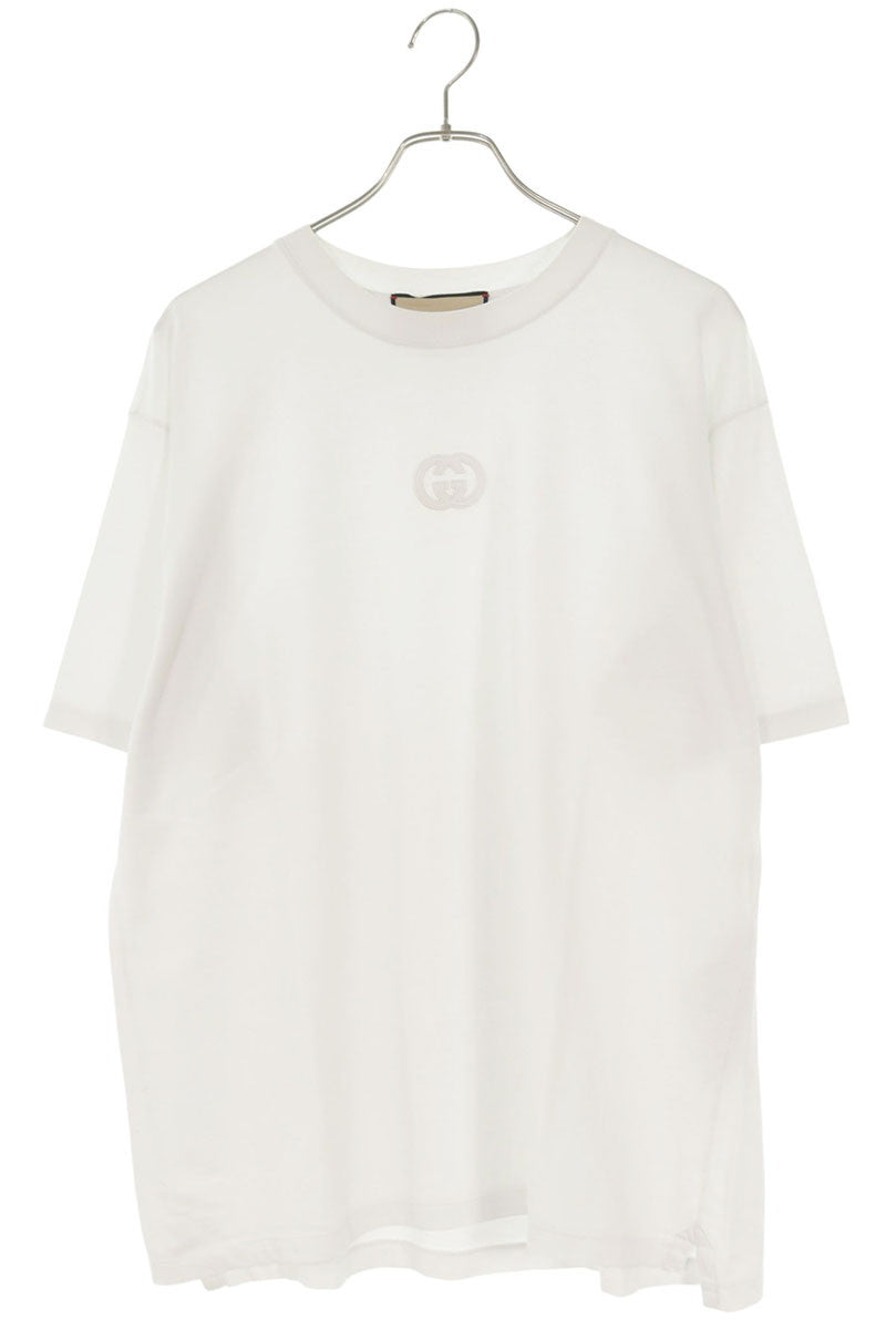 GUCCI Interlocking Logo Embroidered White T-Shirt Size S