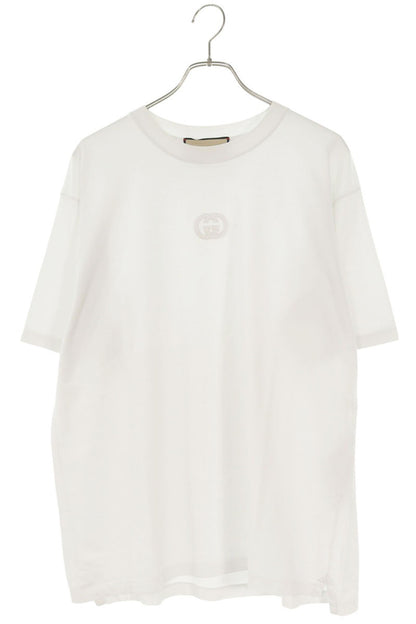 GUCCI Interlocking Logo Embroidered White T-Shirt Size S