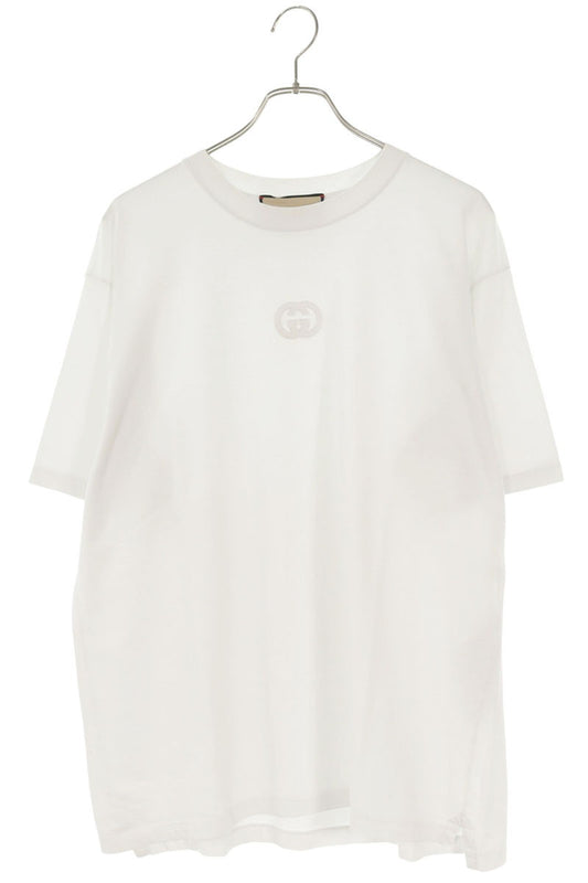 GUCCI Interlocking Logo Embroidered White T-Shirt Size S