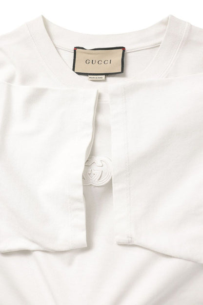GUCCI Interlocking Logo Embroidered White T-Shirt Size S