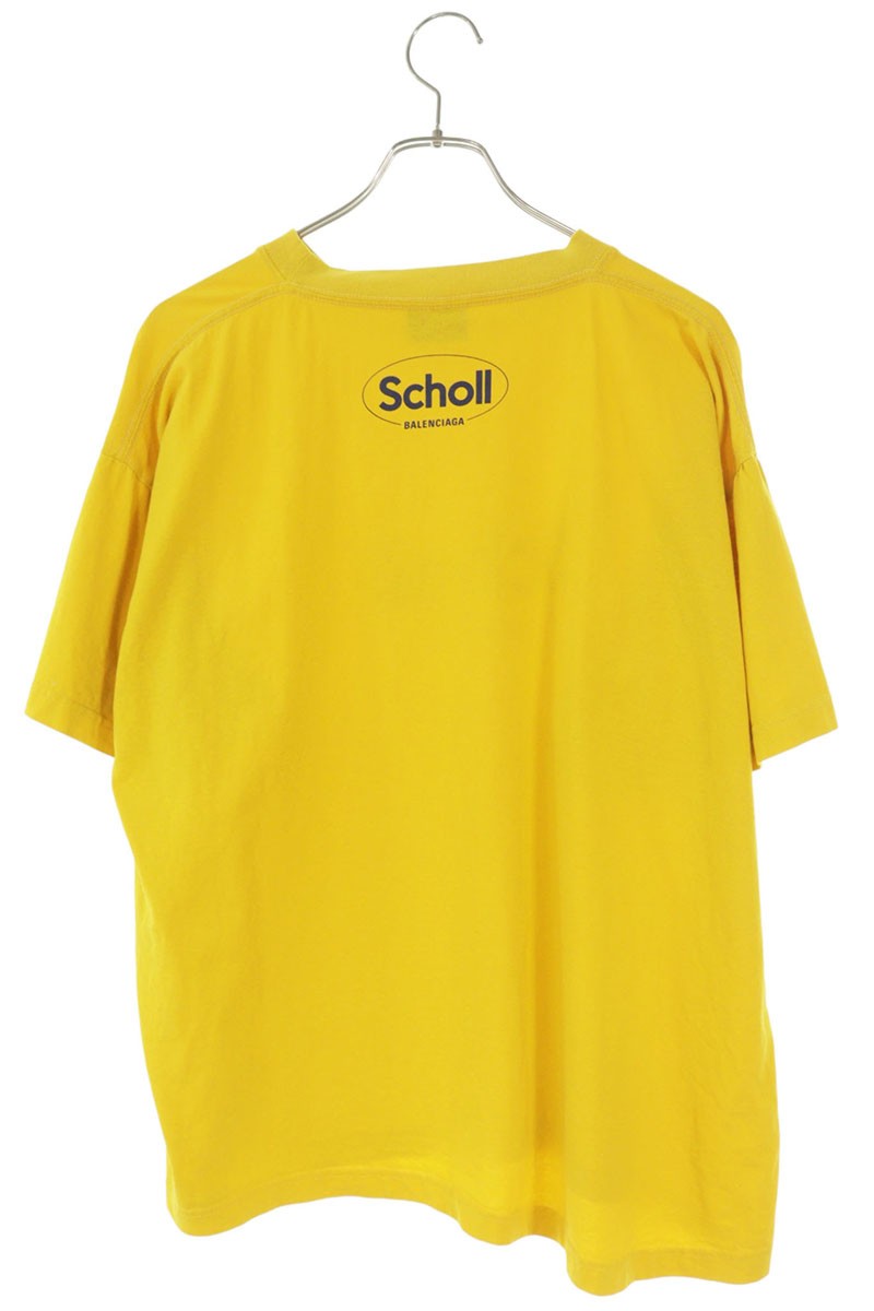 BALENCIAGA Scholl Print Cotton T-Shirt Yellow Size M