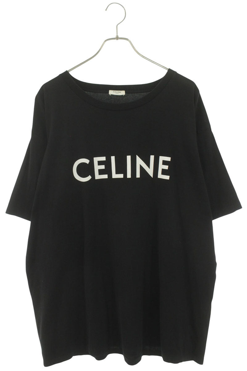 CELINE Loose Fit Logo Print Black T-Shirt Size XXL