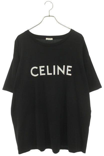 CELINE Loose Fit Logo Print Black T-Shirt Size XXL