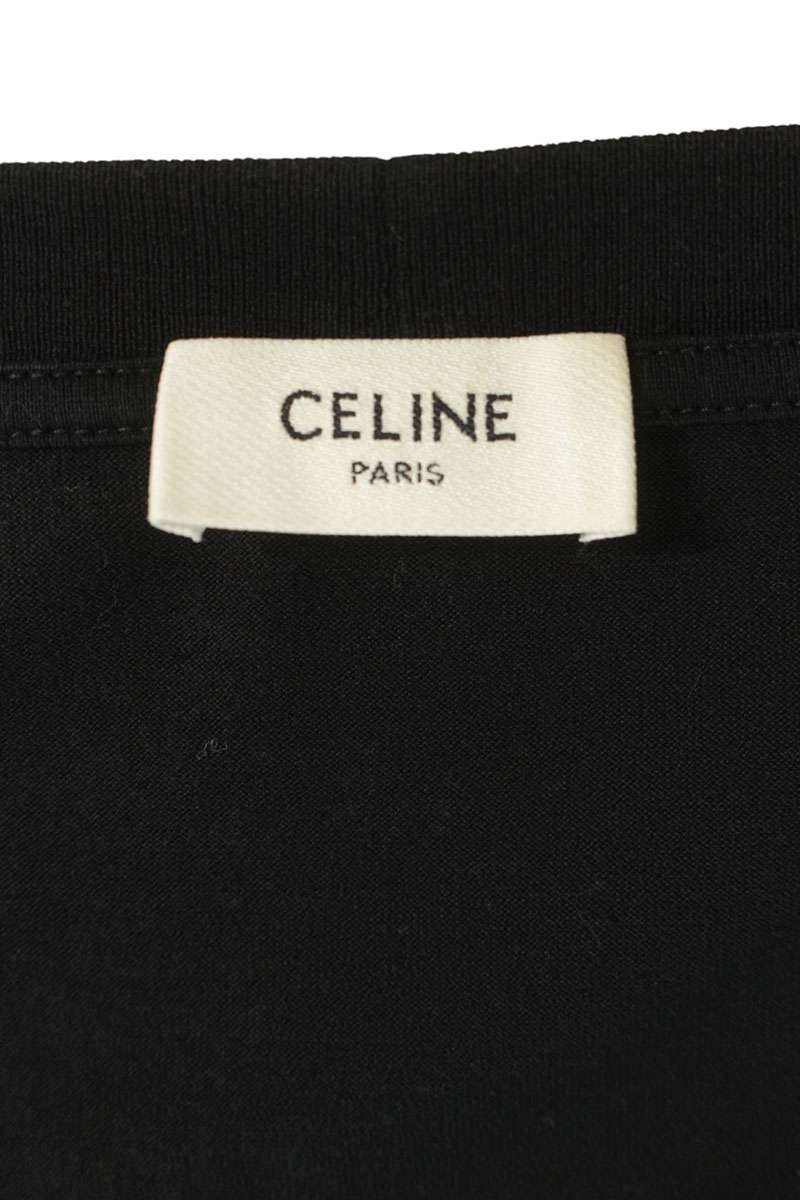 CELINE Loose Fit Logo Print Black T-Shirt Size XXL