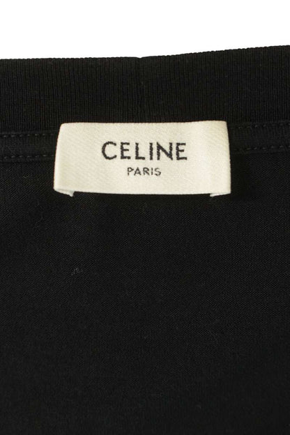 CELINE Loose Fit Logo Print Black T-Shirt Size XXL