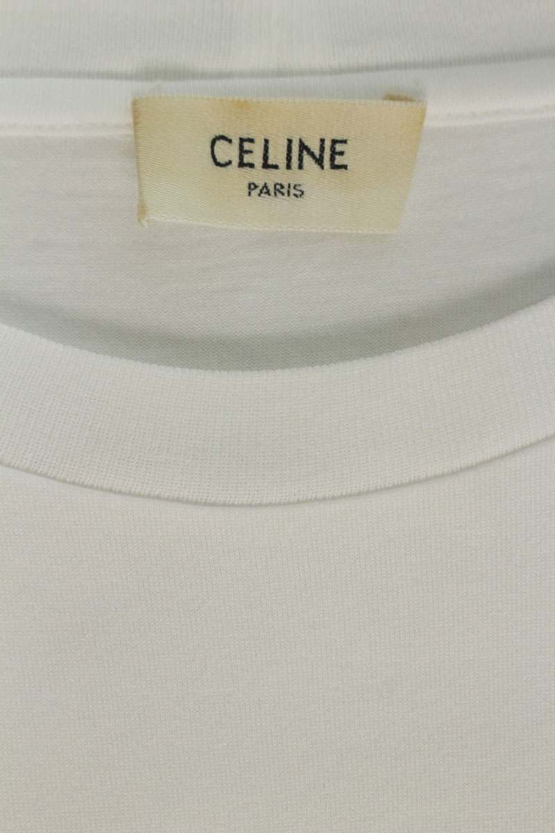 CELINE Loose Fit Logo Print White T-Shirt Size XXL