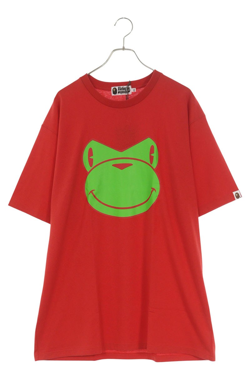 A BATHING APE Front Print T-Shirt Red Size XXL