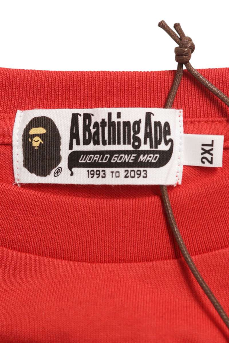 A BATHING APE Front Print T-Shirt Red Size XXL