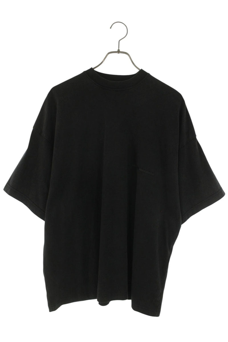 BALENCIAGA Oversized Logo Print Cotton Tee Black Size XS