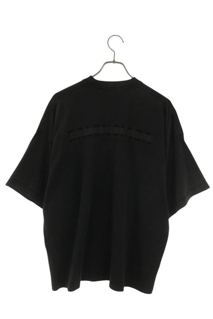 BALENCIAGA Oversized Logo Print Cotton Tee Black Size XS